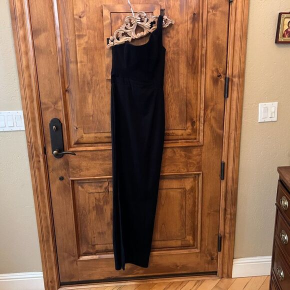 LIA STUBLLA Black One Shoulder High Slit Dress Size 0-2 XS NWT - Picture 11 of 12